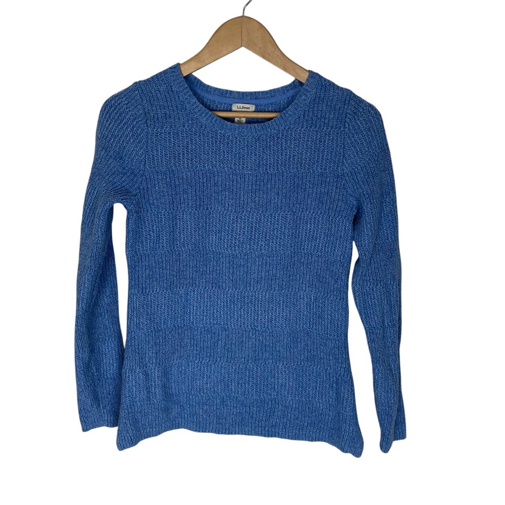 L.L. Bean Blue Lavender Knit Long Sleeve Crewneck‎ Sweater Size Small